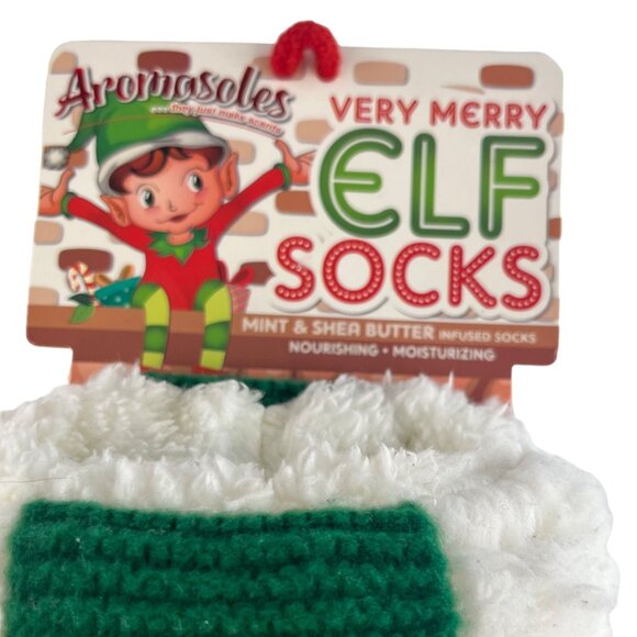 Aromasoles Very Merry Elf Socks Mint & Shea Butter Infused Green Christmas OS - Picture 5 of 7